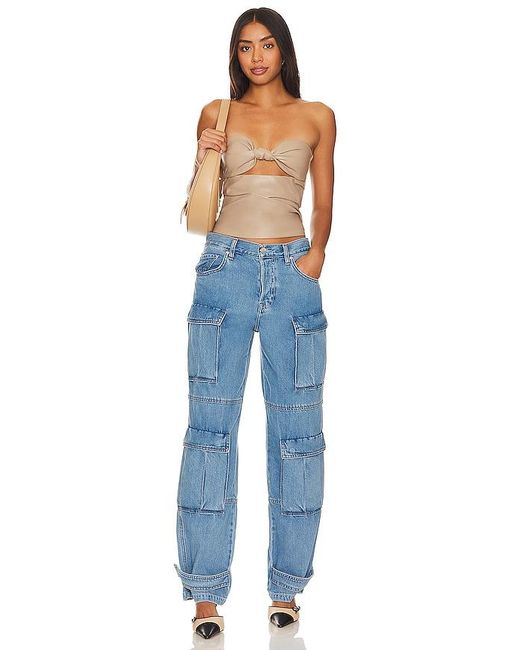 Lovers + Friends Blue Daxton Faux Leather Top