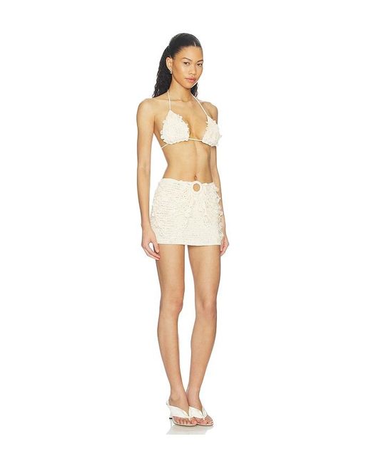 superdown White Solenne Crochet Mini Skirt Set
