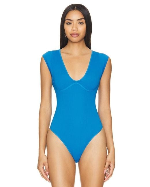 Free People Blue X Intimately Fp Meg Seamless Bodysuit In Campanula