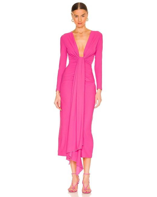 Solace London Lorena Midi Dress in Hot Pink (Pink) - Lyst