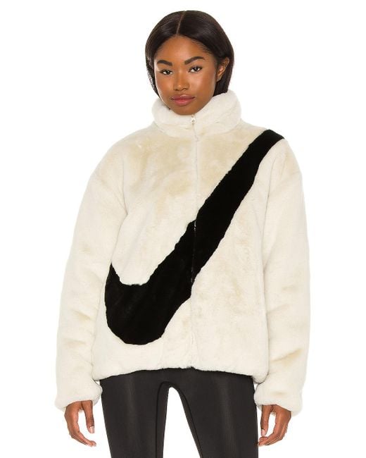 Nike Black Nsw Plush Faux Fur Jacket