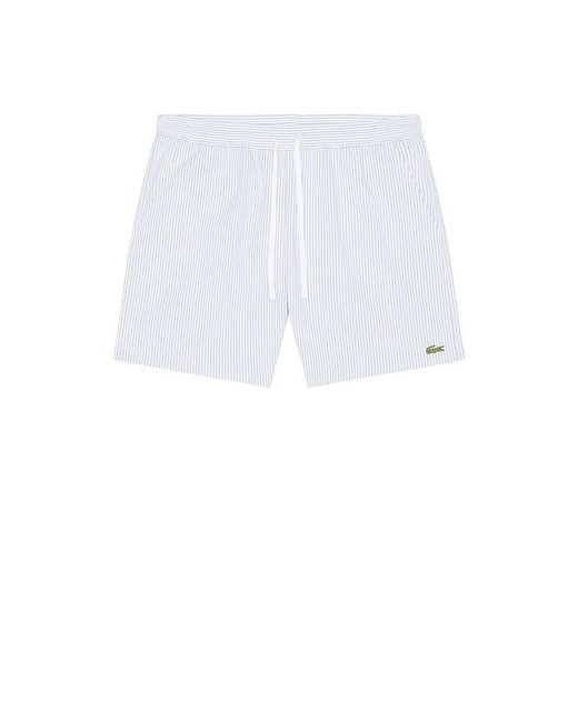 Lacoste Blue Mid Length Striped Textured Swim Trunk for men