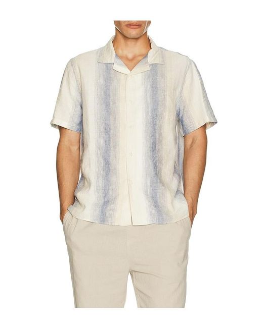 Vince White Marina Stripe Short Sleeve Cabana Shirt for men