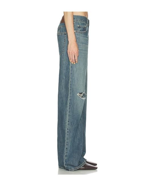 Helmut Lang Blue Relaxed Destroyed Bootcut Jeans