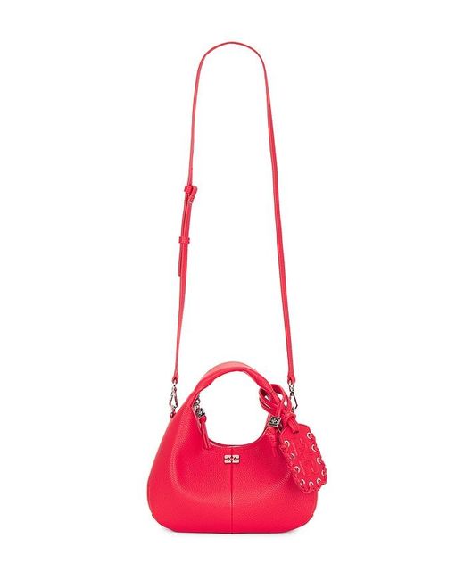Ganni Red Hobo Mini Grained Bag