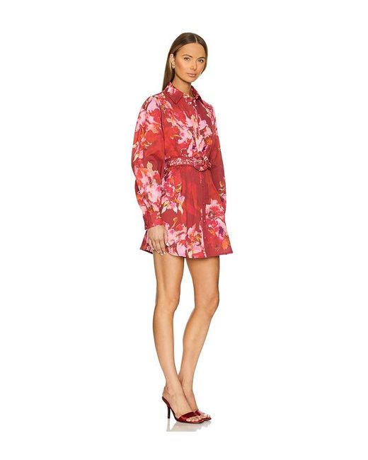 Hemant & Nandita Red Short Dress With Buckle Belt