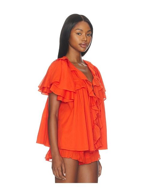 Show Me Your Mumu Red Rosalie Ruffle Top