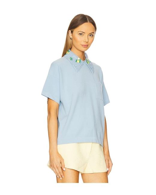 Essentiel Antwerp Hideal Embroidered Polo in Aqua Blue main image 0