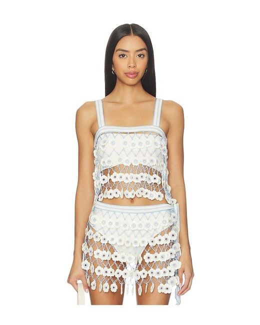 MY BEACHY SIDE Blue Fleur Hand-Crocheted Top