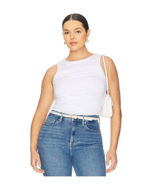 GOOD AMERICAN Blue Ruched Tank Top
