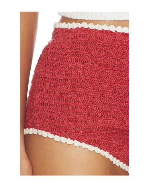 For Love & Lemons Multicolor Crochet Rugby Micro Shorts