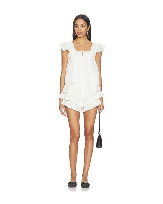 Sea White Eliza Solid Flutter Sleeveles Top