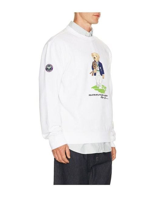 Polo Ralph Lauren White Wimbledon Bear Sweater for men