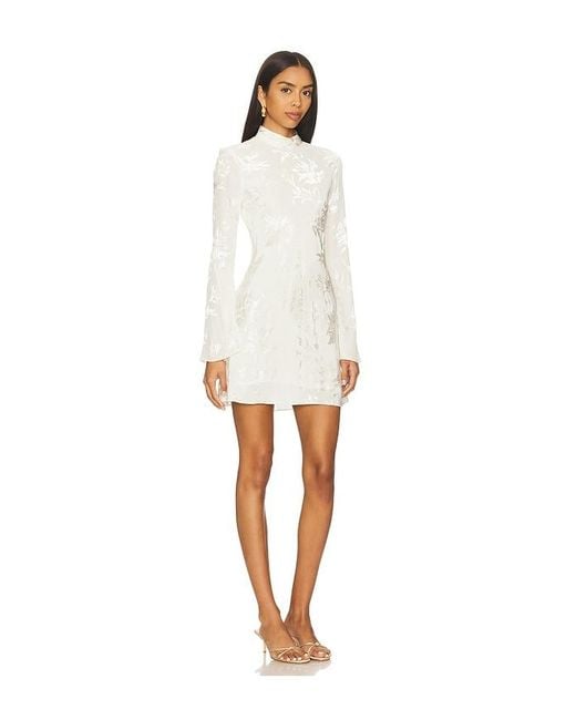 Hemant & Nandita White Biased Mini Dress With Mock Neck