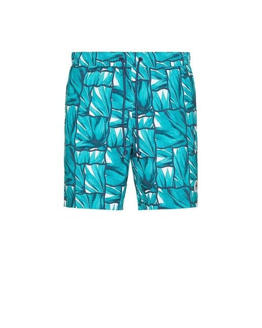 Original Penguin Blue 7 Volley Agave Print Swim Shorts for men