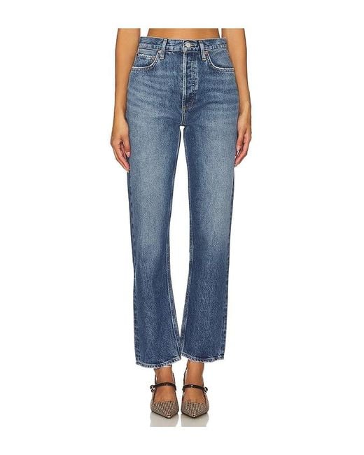 Agolde Blue 90S Pinch Waist High Rise Straight Jeans