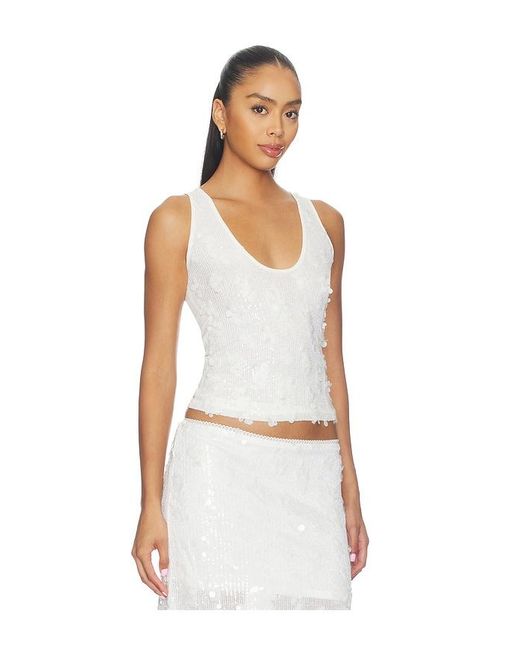 With Harper Lu White Mesh Tank Top