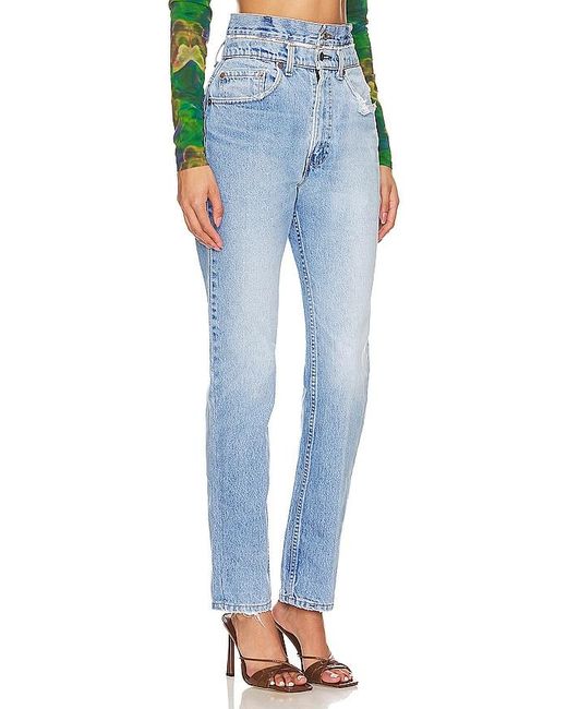 aligrace Blue Vintage Double Waist Jeans