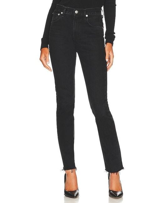 Agolde Black Cherie High Rise Straight Jeans
