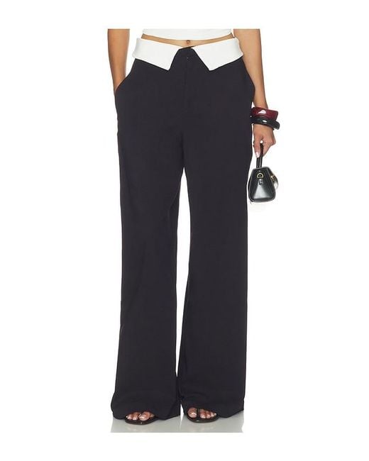 WeWoreWhat Blue Fold-Over Waist Trouser