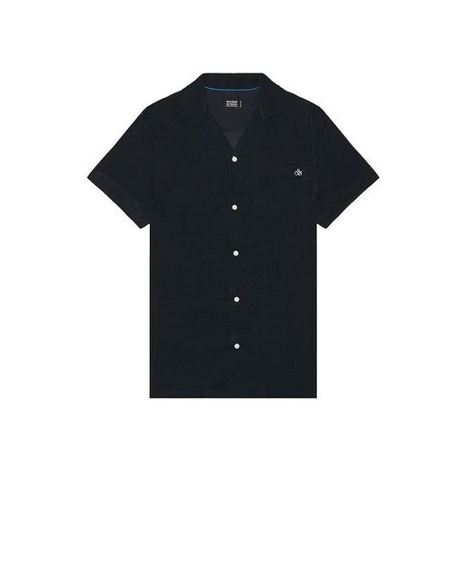 Scotch & Soda Blue Corduroy Short Sleeve Shirt for men