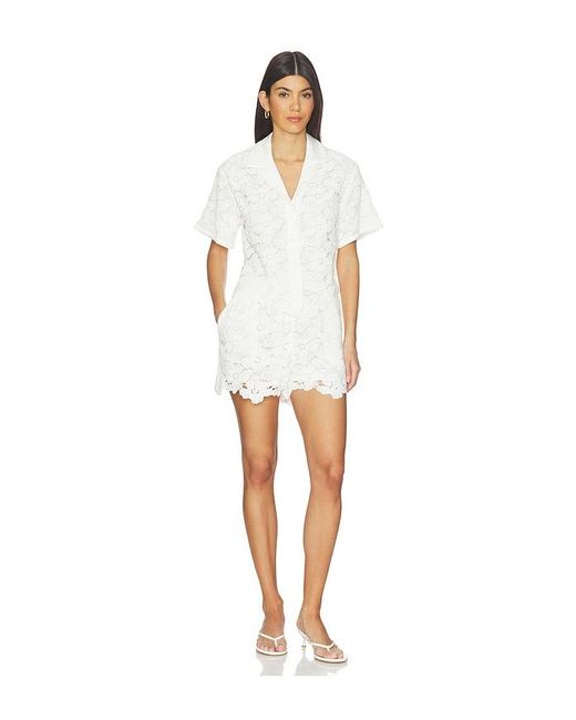 Jonathan Simkhai White Glenn Lace Camp Shirt