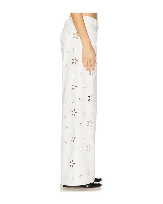 For Love & Lemons White Daisy Eyelet Baggy Jeans