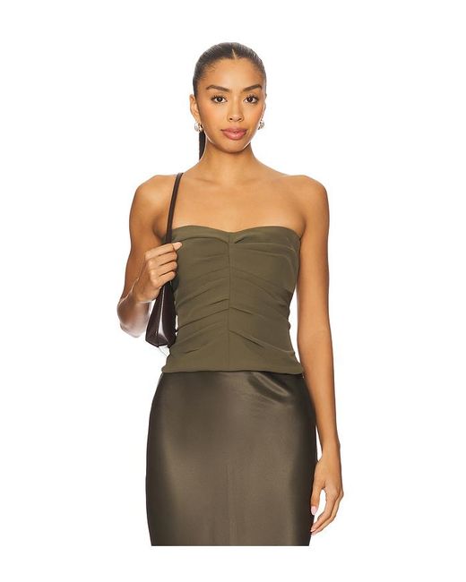 The Sei Green Pleated Bustier Top