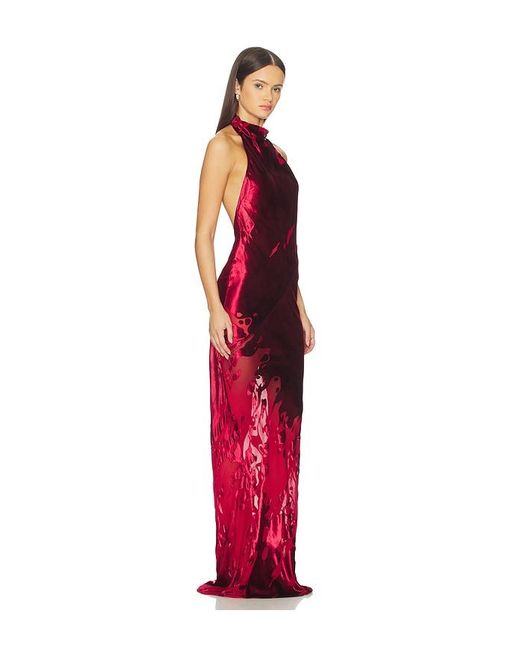 The Sei Red Halter Bias Gown