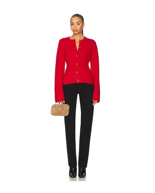 GOOD AMERICAN Red Button Front Knit Cardigan