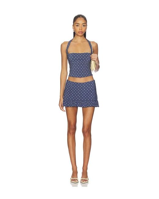 Tiger Mist Blue Rio Ruffle Mini Skirt