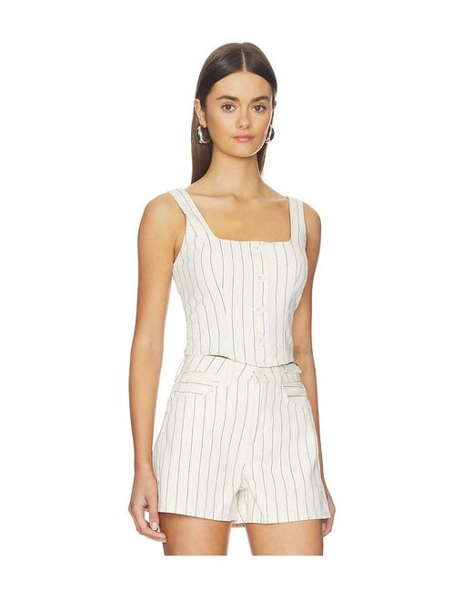 L'Agence White Saga Button Front Top