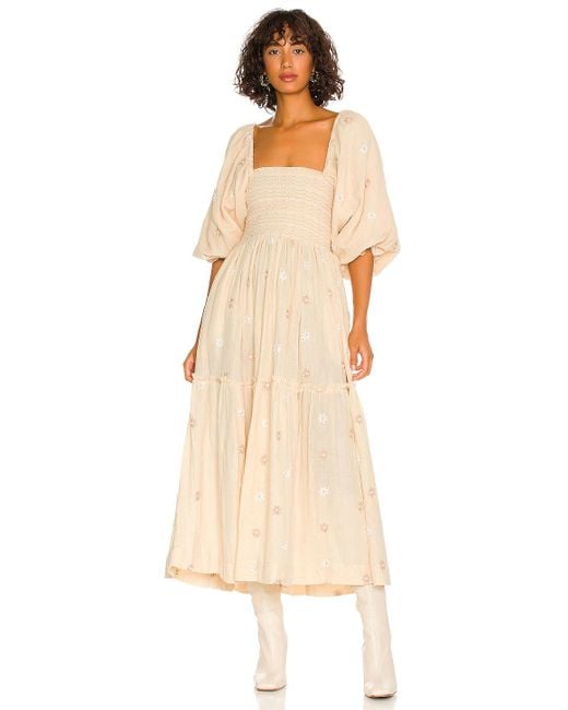Free People Natural Dahlia Embroidered Maxi Dress
