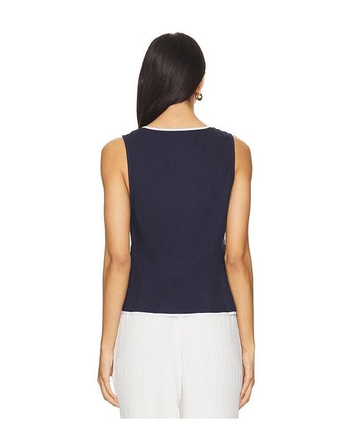 Onia Blue Air Linen Tie Front Top