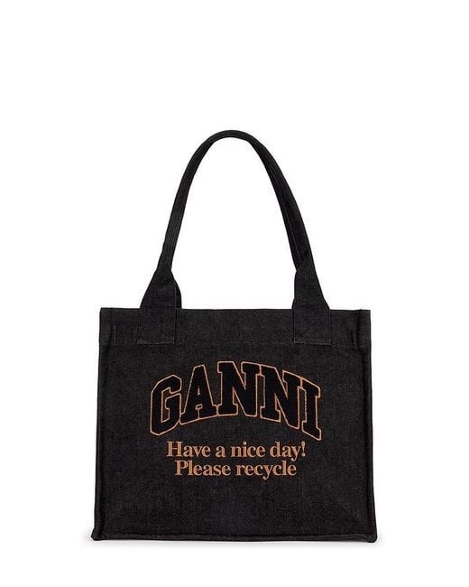 Bolso Tote En Color Negro Talla Ganni de color Black