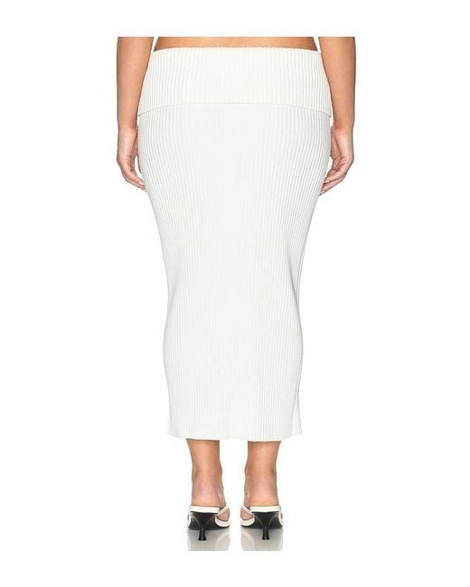 L'academie White 'Academie Jordin Foldover Rib Midi Skirt