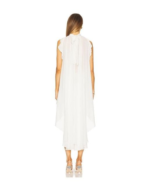 La Fuori White Silk Gathered Halter Top