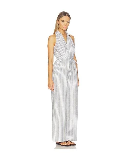 Hevron White Vivi Jumpsuit Yarn Dyed