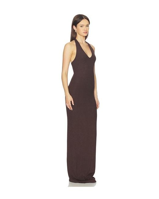 ÉTERNE Brown Halter Maxi Dress