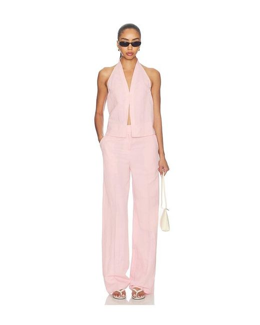 Lovers + Friends Pink Sandra Linen Top