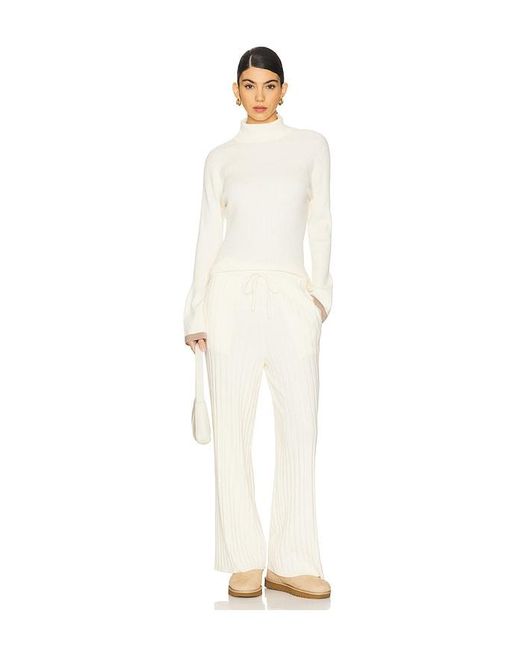 Varley White Ravena Rib Knit High Neck Top