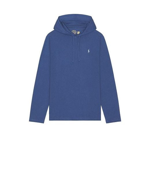 Polo Ralph Lauren Blue Long Sleeve Jersey Knit Hooded T-Shirt for men