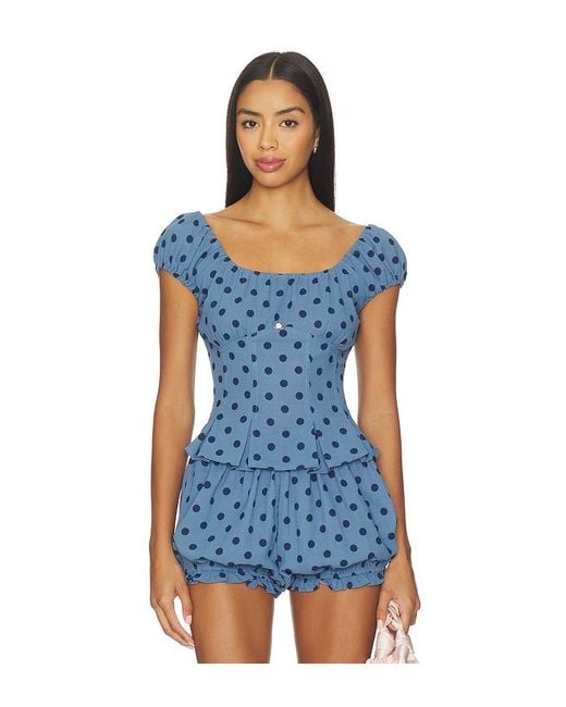 Lisa Says Gah Blue Pat Top