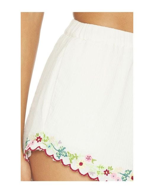 For Love & Lemons White Leah Cotton Shorts