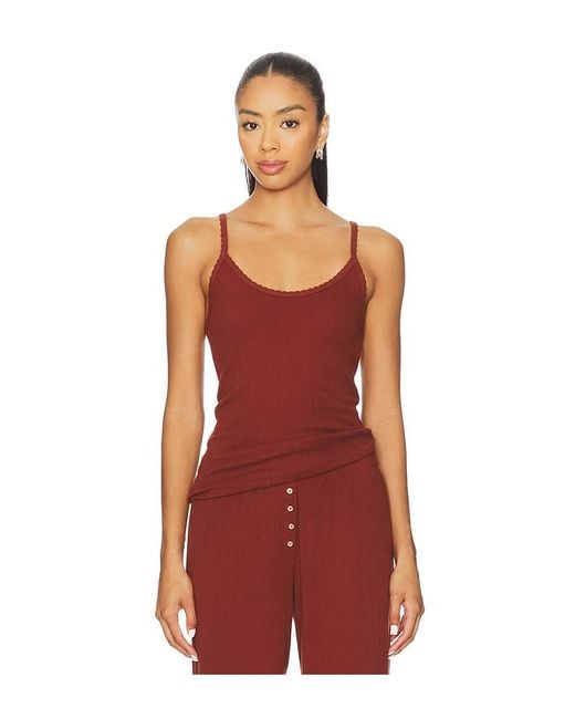 Leset Pointelle タンクトップ Red