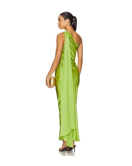 Alejandra Alonso Rojas Green X Revolve One Shoulder Dress With Cape