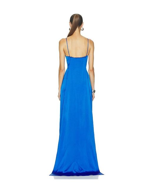 Alejandra Alonso Rojas Blue Fitted Sheath Dress With Removable Train