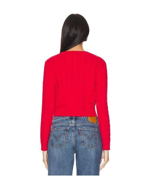 Frankie's Bikinis Red Dudley Cable Knit Cardigan