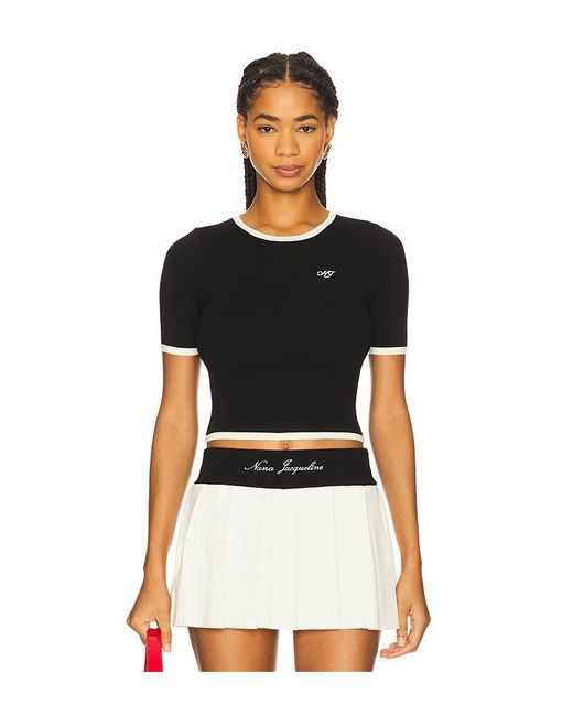 Luna Top En Color Negro, Blanco Talla (También En M, S) Nana Jacqueline de color Black