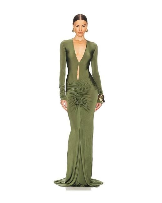 Helsa Natasha Ruched Dress in Green | Lyst Helsa Natasha Ruched Dress in Green | Lyst